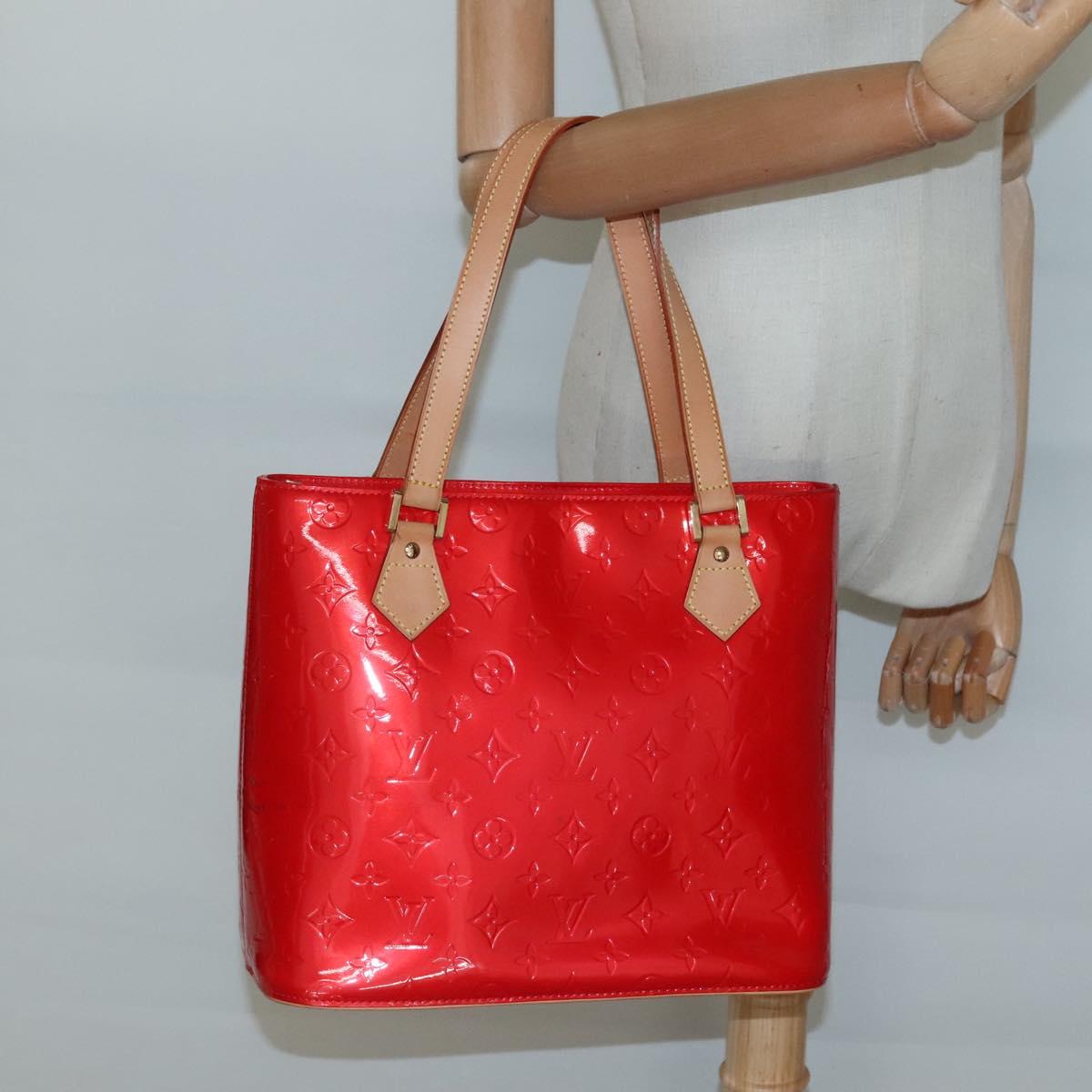 LOUIS VUITTON Monogram Vernis Houston Hand Bag Red M91092 LV Auth 136884