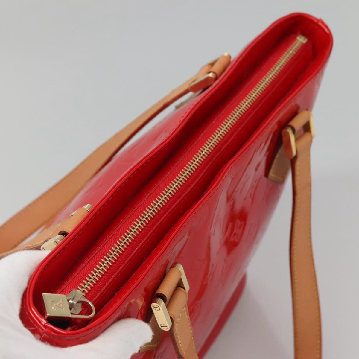 LOUIS VUITTON Monogram Vernis Houston Hand Bag Red M91092 LV Auth 136884
