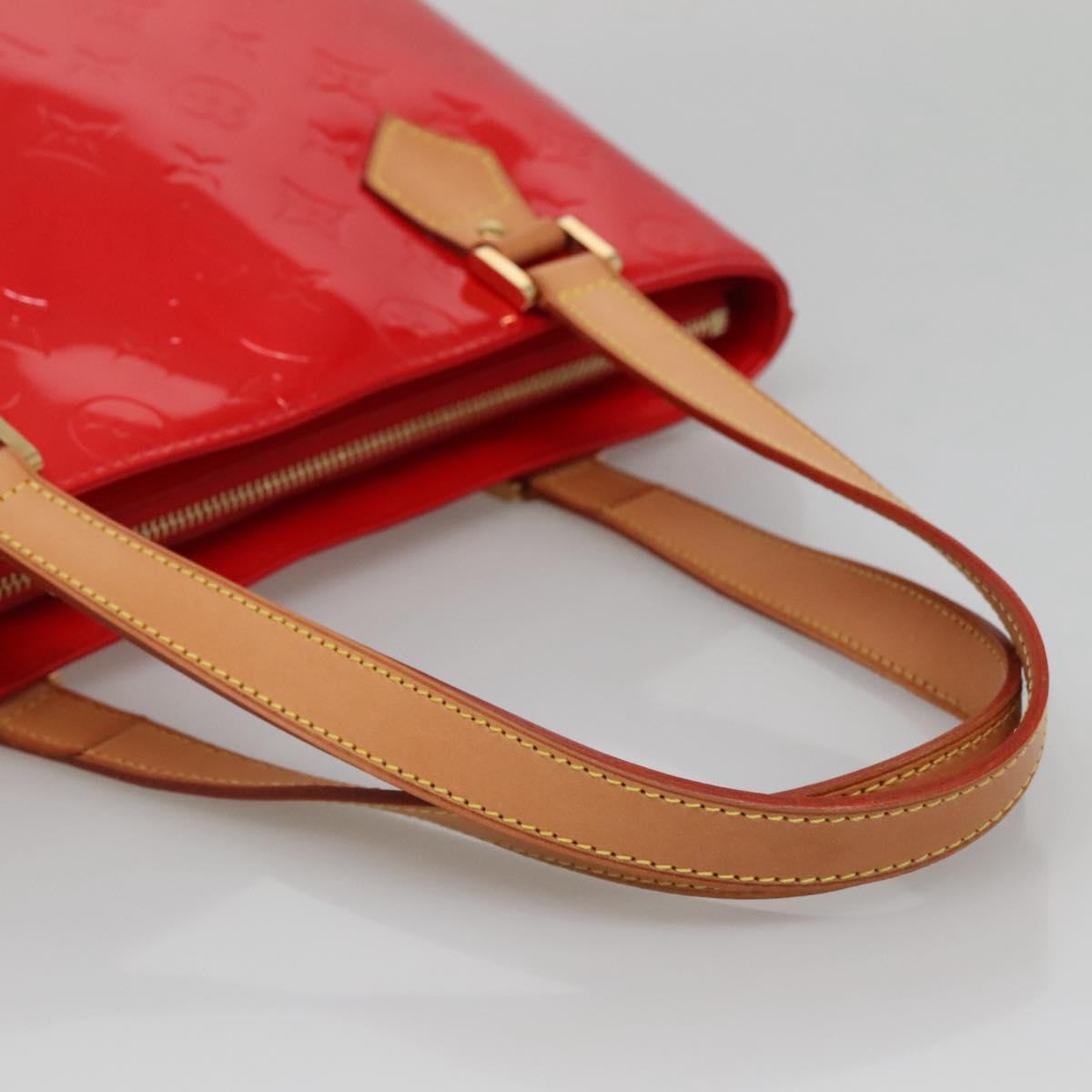 LOUIS VUITTON Monogram Vernis Houston Hand Bag Red M91092 LV Auth 136884