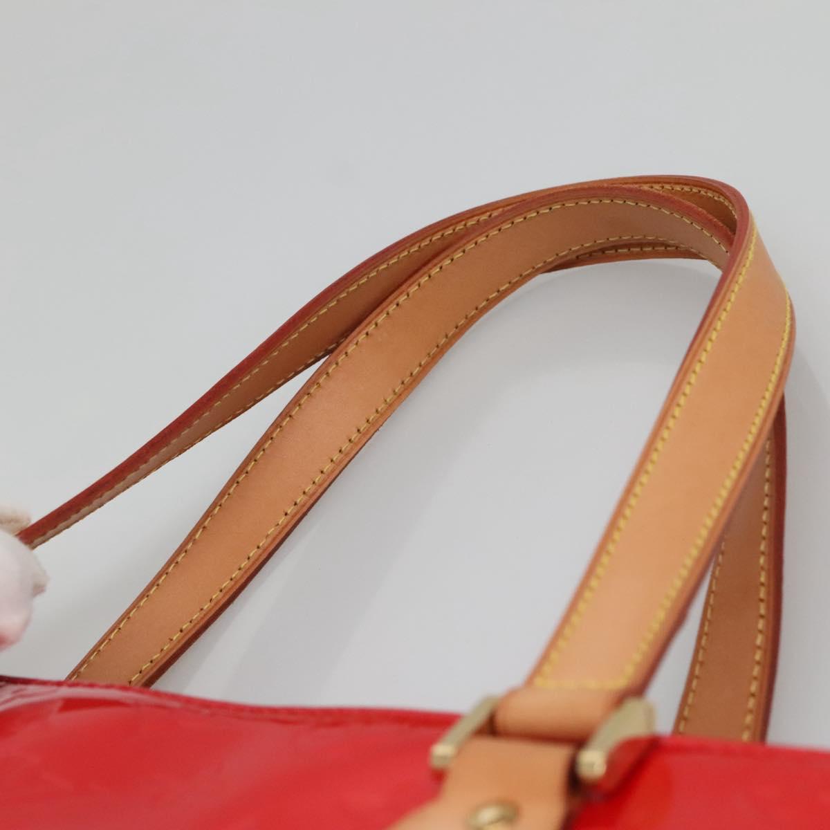 LOUIS VUITTON Monogram Vernis Houston Hand Bag Red M91092 LV Auth 136884