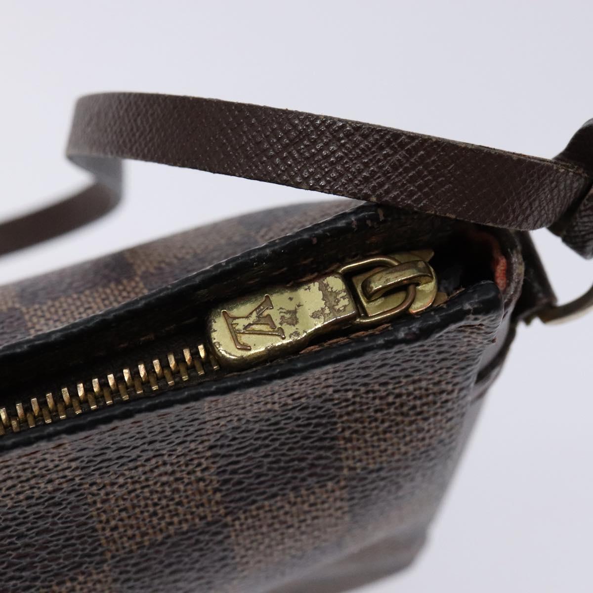 LOUIS VUITTON Damier Ebene Trousse Makeup Pouch N51982 LV Auth 136912