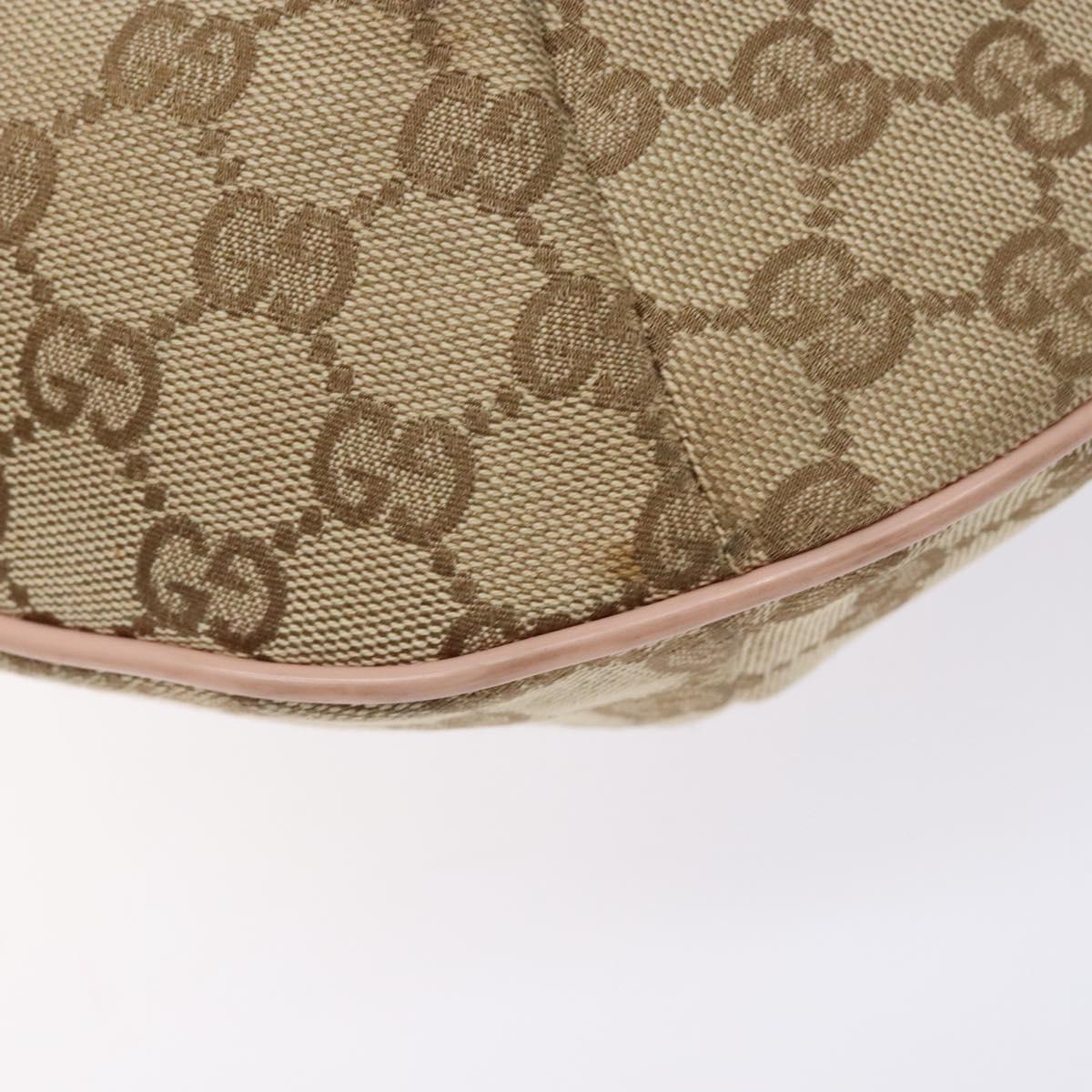 GUCCI GG Canvas Shoulder Bag Beige Gold 182092 Auth 136918