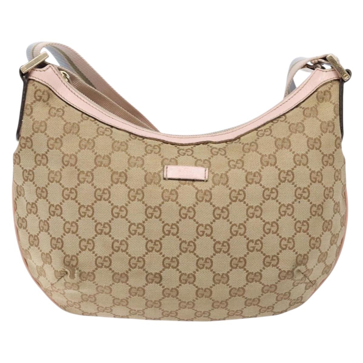GUCCI GG Canvas Shoulder Bag Beige Gold 182092 Auth 136918