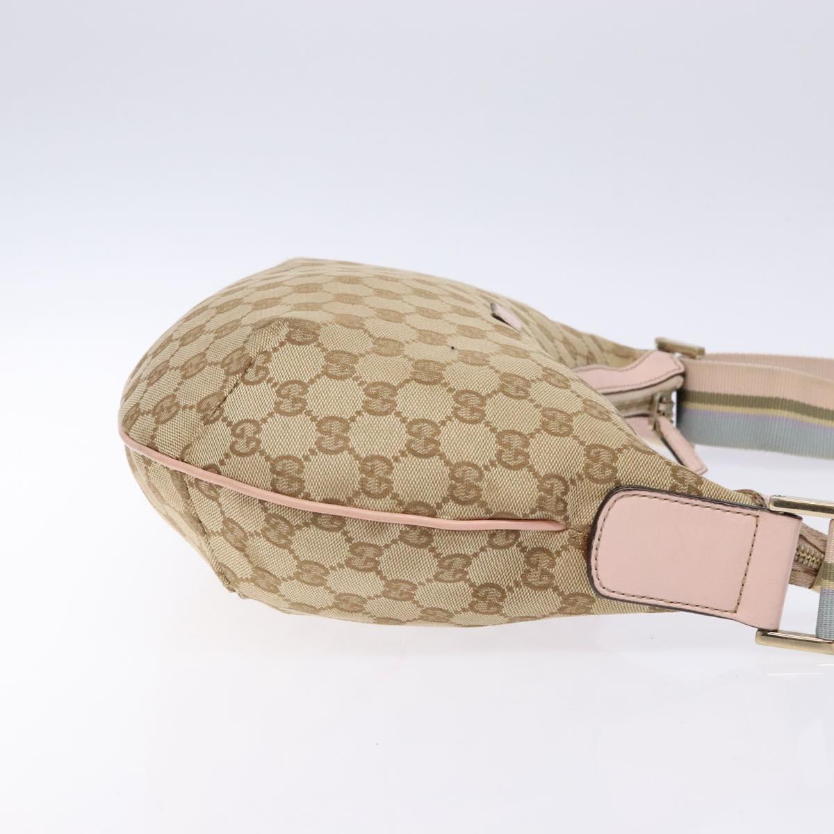 GUCCI GG Canvas Shoulder Bag Beige Gold 182092 Auth 136918