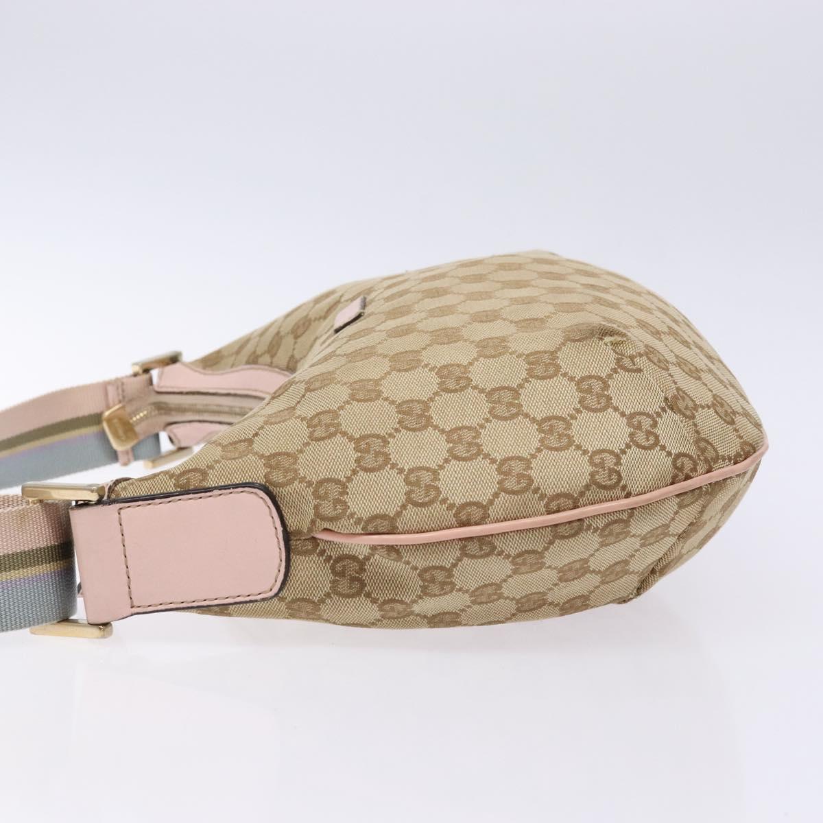 GUCCI GG Canvas Shoulder Bag Beige Gold 182092 Auth 136918