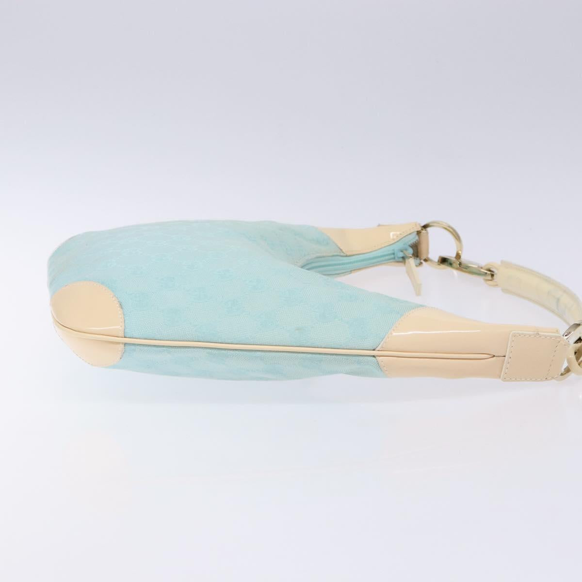 GUCCI GG Canvas Shoulder Bag Light Blue Gold 001 4158 3754 Auth 136919