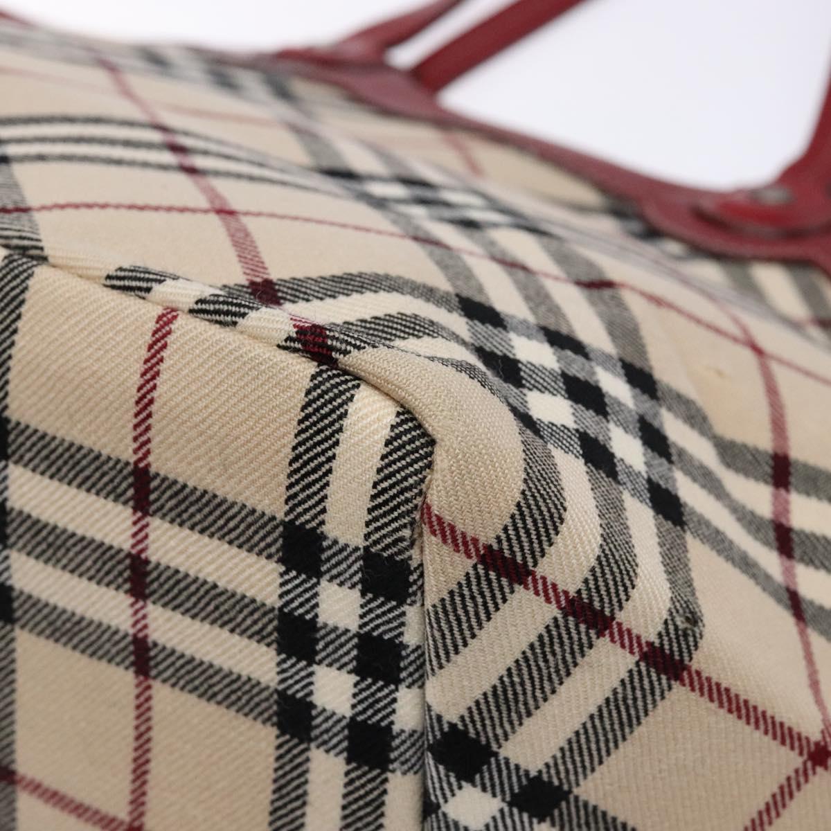 BURBERRY Nova Check Blue Label Tote Bag Canvas Beige Auth 136920