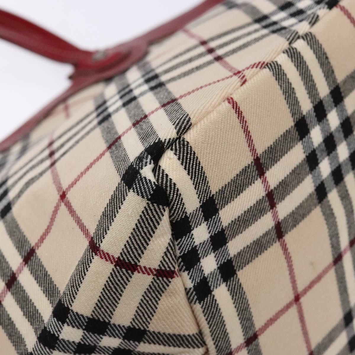 BURBERRY Nova Check Blue Label Tote Bag Canvas Beige Auth 136920