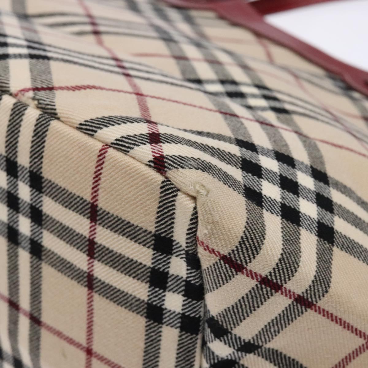 BURBERRY Nova Check Blue Label Tote Bag Canvas Beige Auth 136920