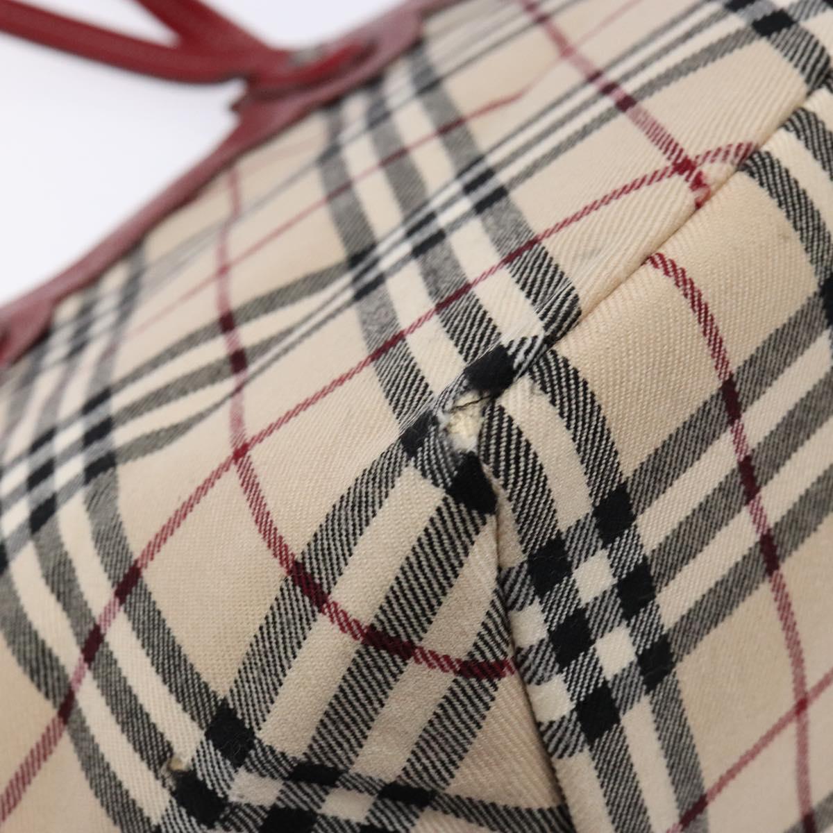 BURBERRY Nova Check Blue Label Tote Bag Canvas Beige Auth 136920