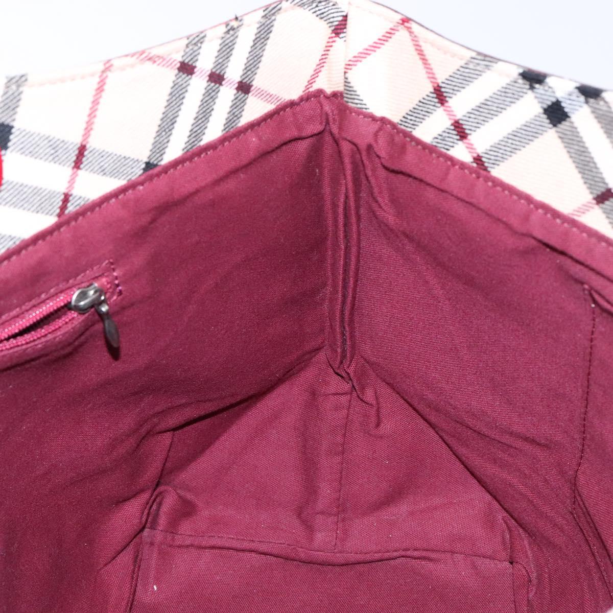 BURBERRY Nova Check Blue Label Tote Bag Canvas Beige Auth 136920