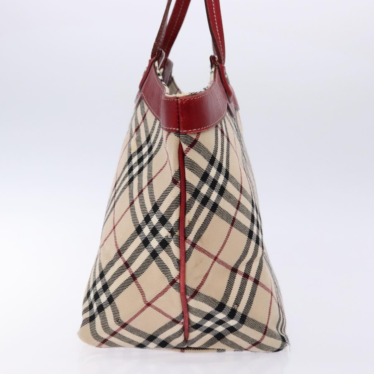 BURBERRY Nova Check Blue Label Tote Bag Canvas Beige Auth 136920