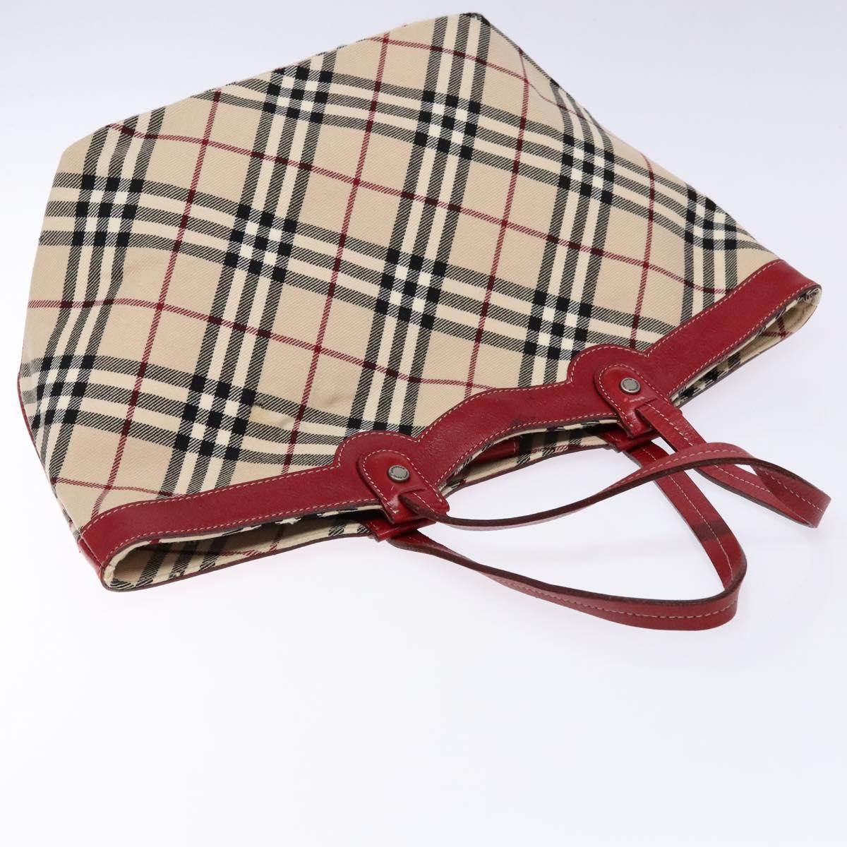 BURBERRY Nova Check Blue Label Tote Bag Canvas Beige Auth 136920