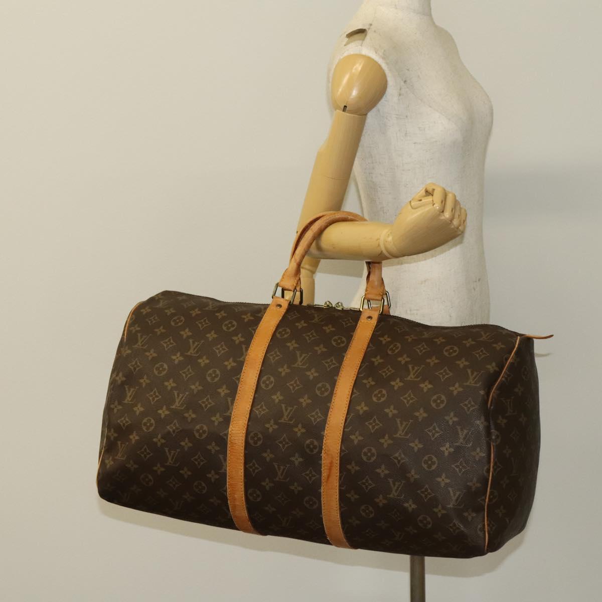 LOUIS VUITTON Monogram Keepall 55 Boston Bag M41424 LV Auth 136945