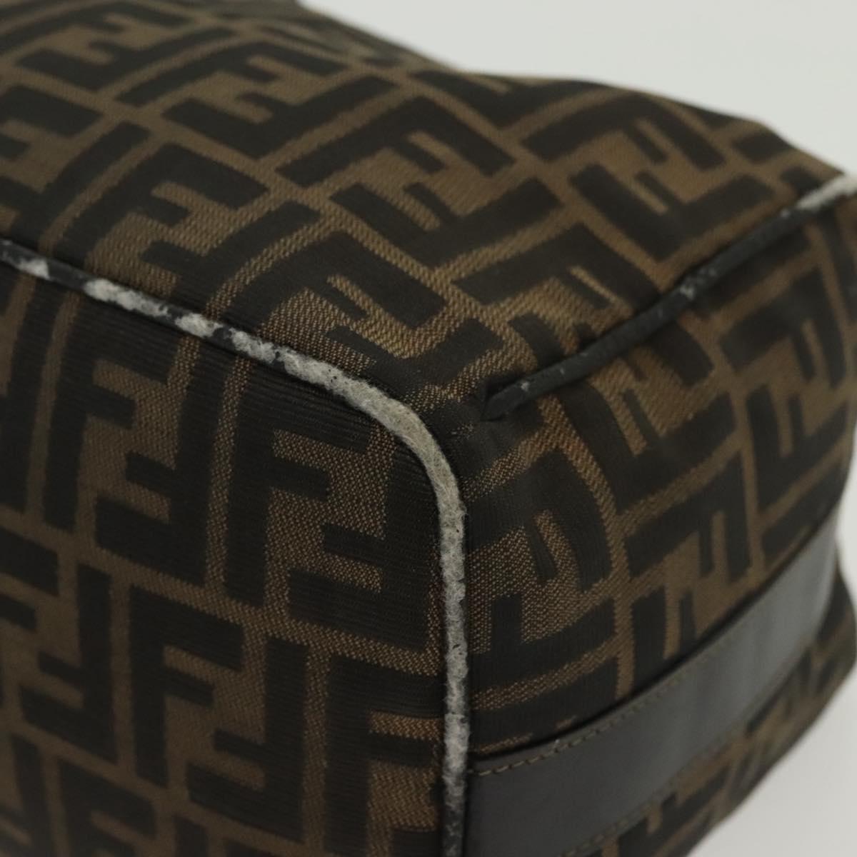 FENDI Zucca Canvas Vanity Pouch Black Brown Auth 136971