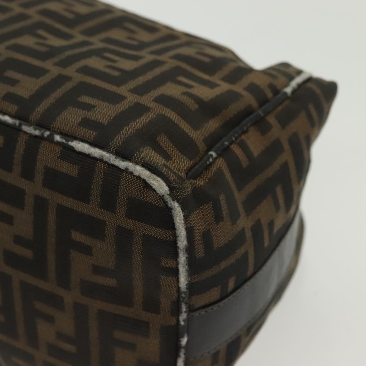 FENDI Zucca Canvas Vanity Pouch Black Brown Auth 136971