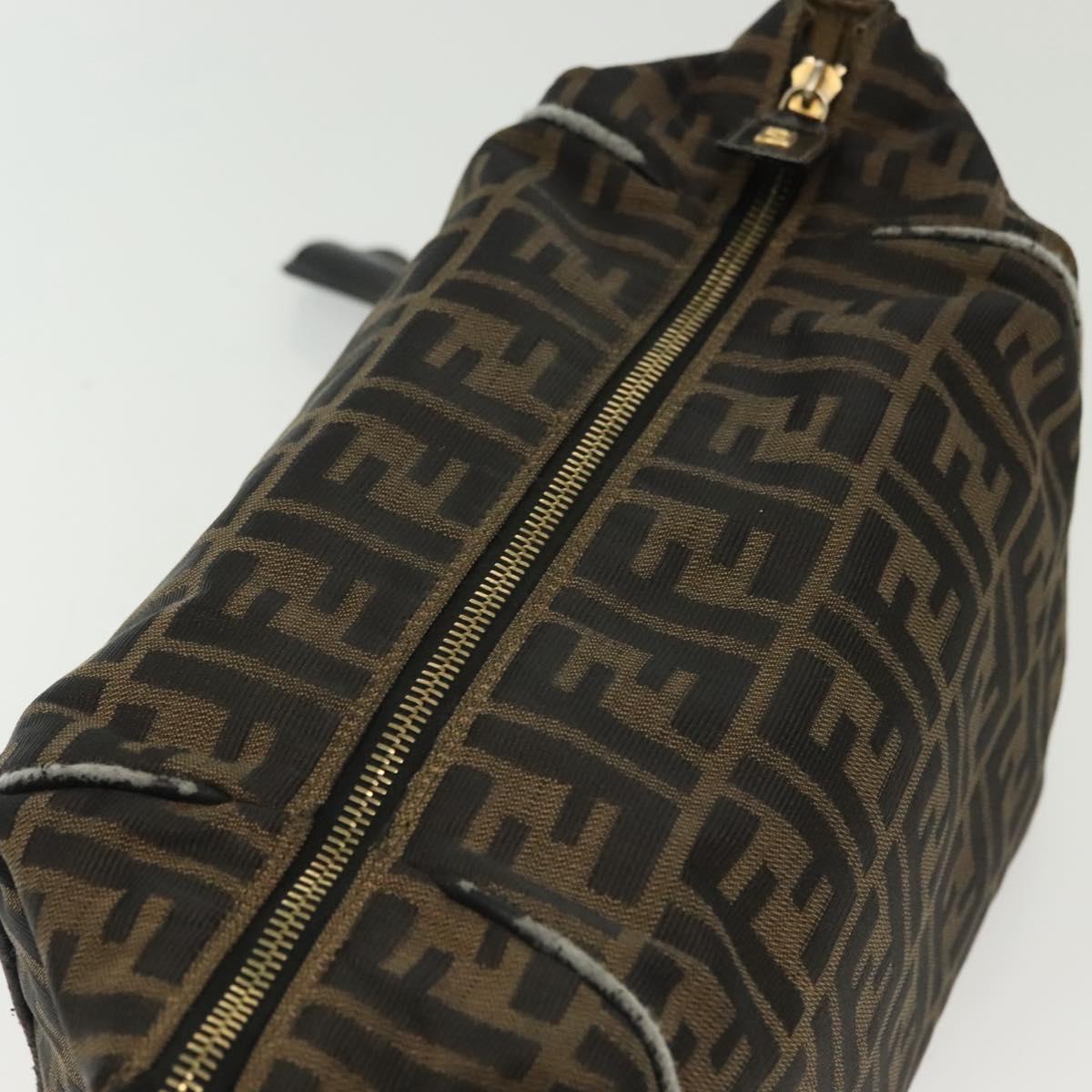 FENDI Zucca Canvas Vanity Pouch Black Brown Auth 136971