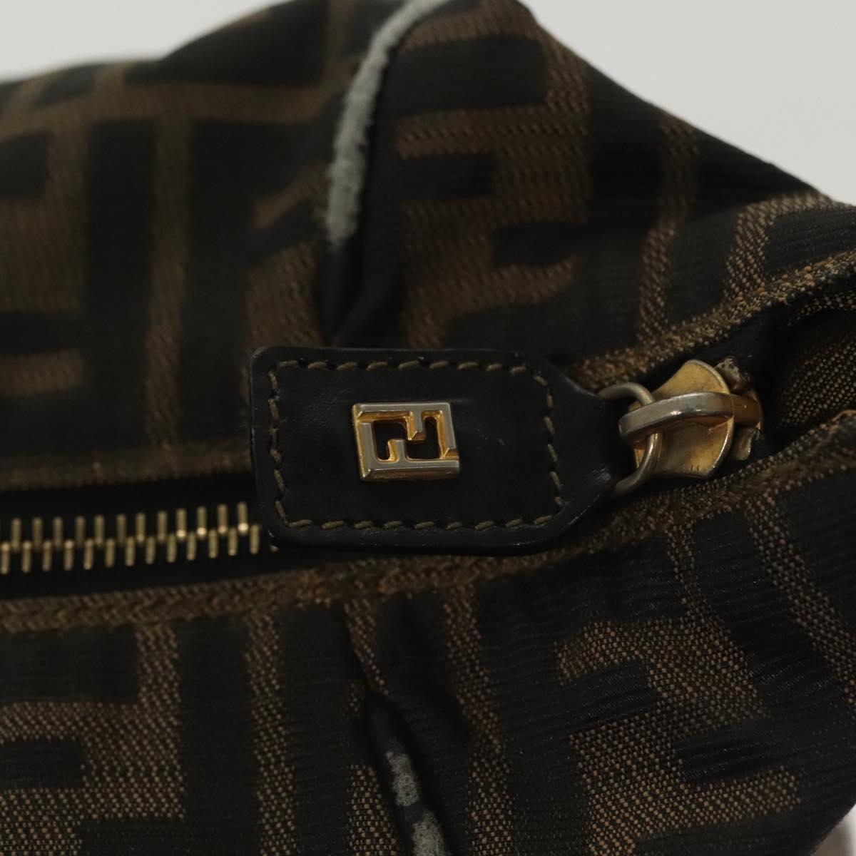 FENDI Zucca Canvas Vanity Pouch Black Brown Auth 136971