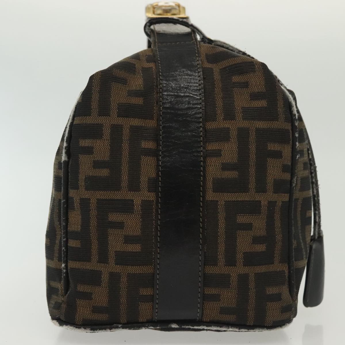 FENDI Zucca Canvas Vanity Pouch Black Brown Auth 136971