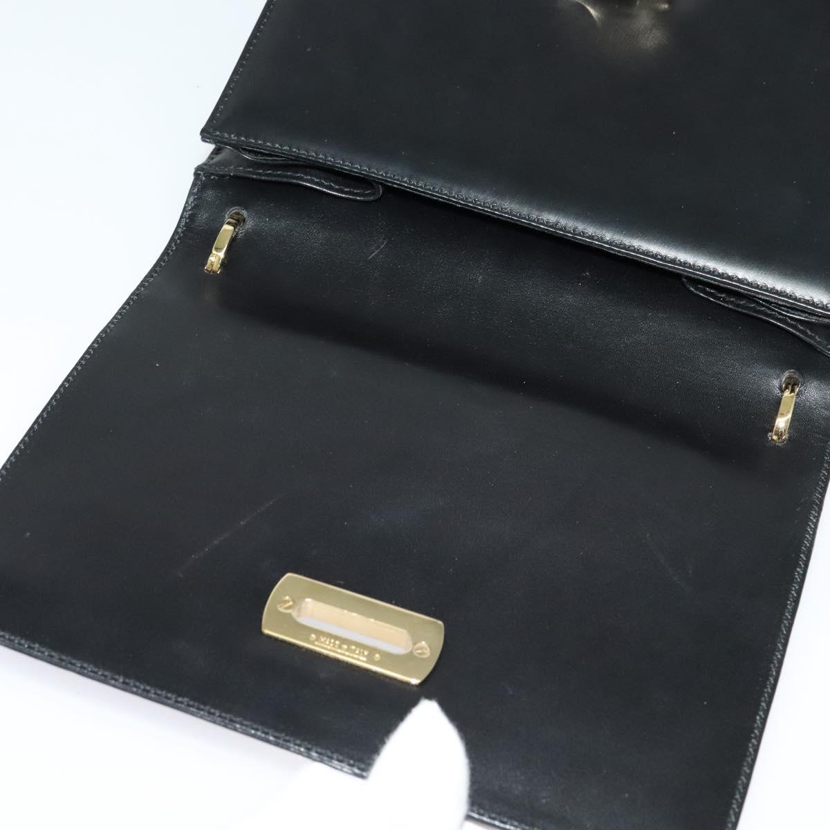 Salvatore Ferragamo Gancini Shoulder Bag Leather Black Gold Auth 137001