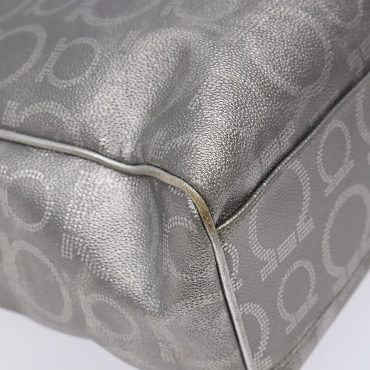 Salvatore Ferragamo Gancini Tote Bag Leather Silver Auth 137002