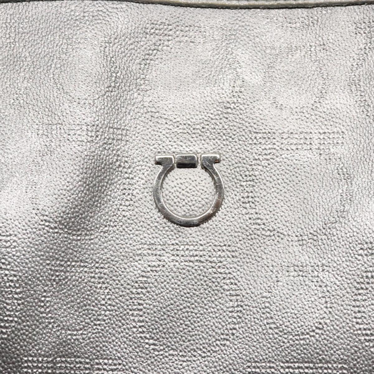 Salvatore Ferragamo Gancini Tote Bag Leather Silver Auth 137002