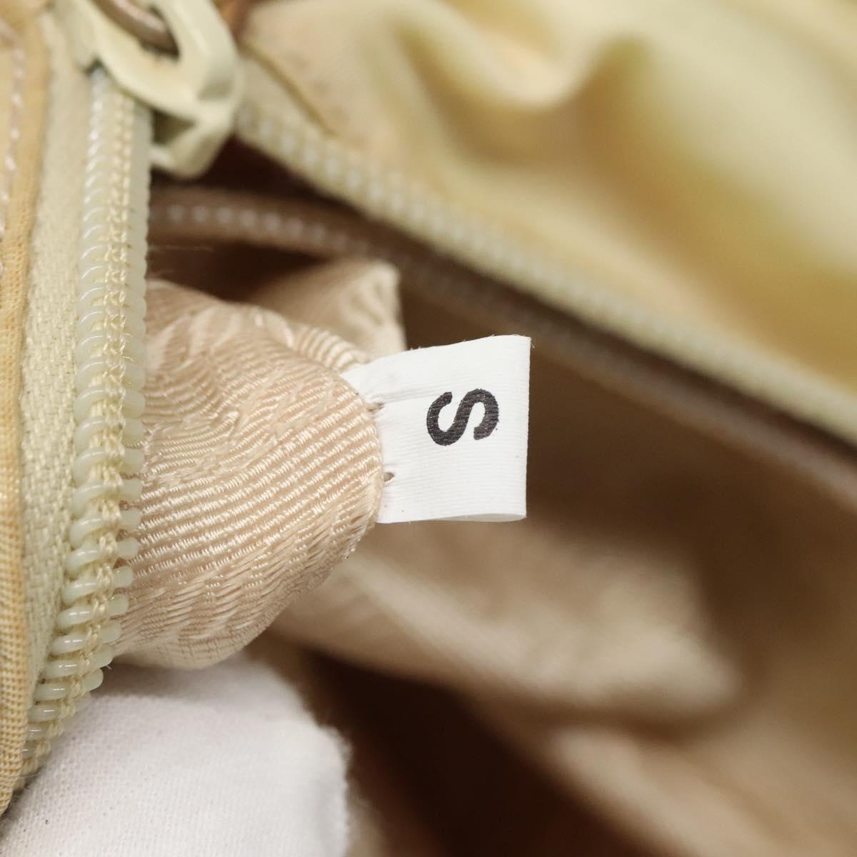 PRADA Chain Shoulder Bag Nylon Ivory Silver Auth 137031