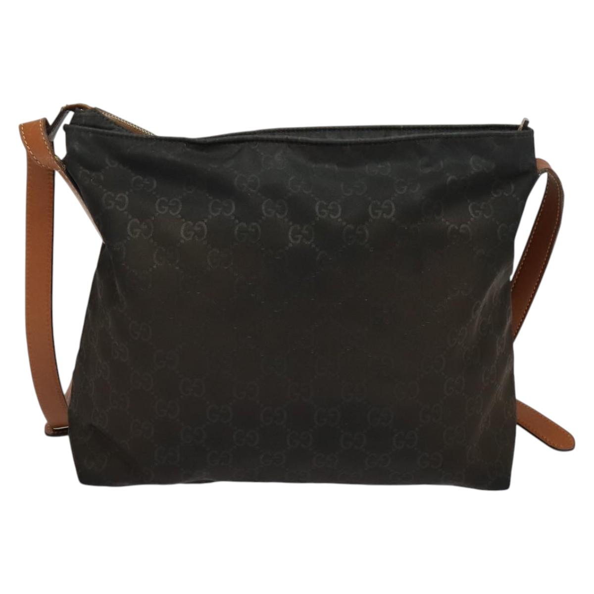 GUCCI GG Canvas Shoulder Bag Nylon Black Silver 314529 Auth 137032