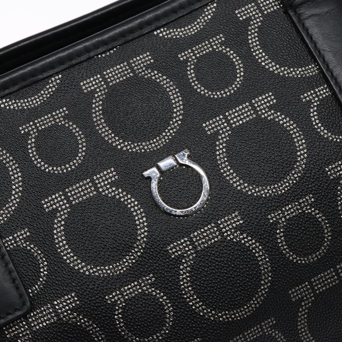 Salvatore Ferragamo Gancini Hand Bag PVC Black Silver Auth 137033