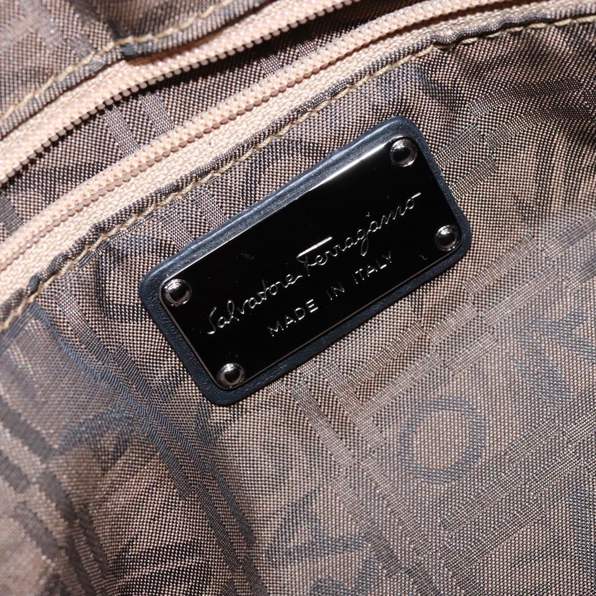 Salvatore Ferragamo Gancini Hand Bag PVC Black Silver Auth 137033