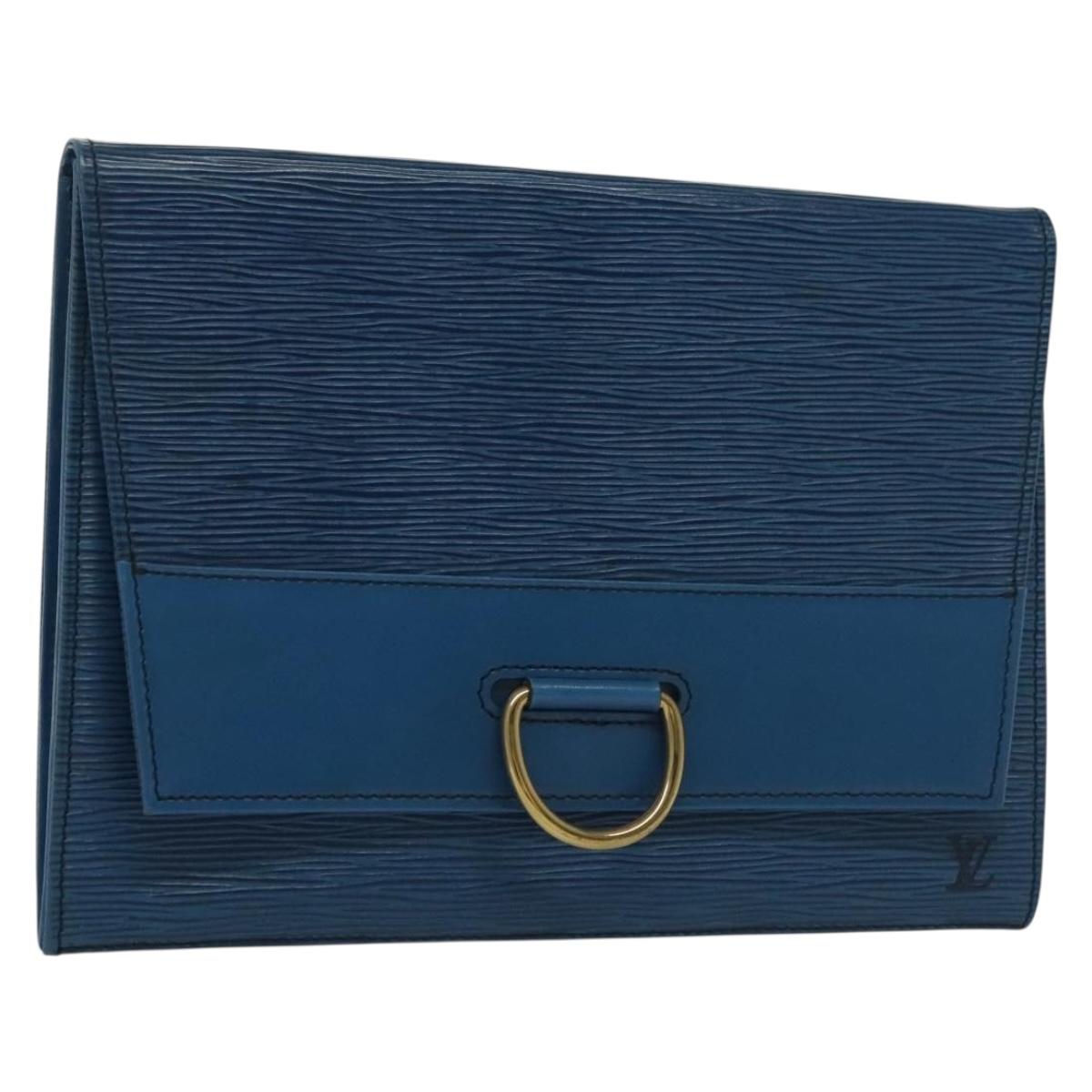 LOUIS VUITTON Epi Jena Clutch Bag Blue M52715 LV Auth 137103