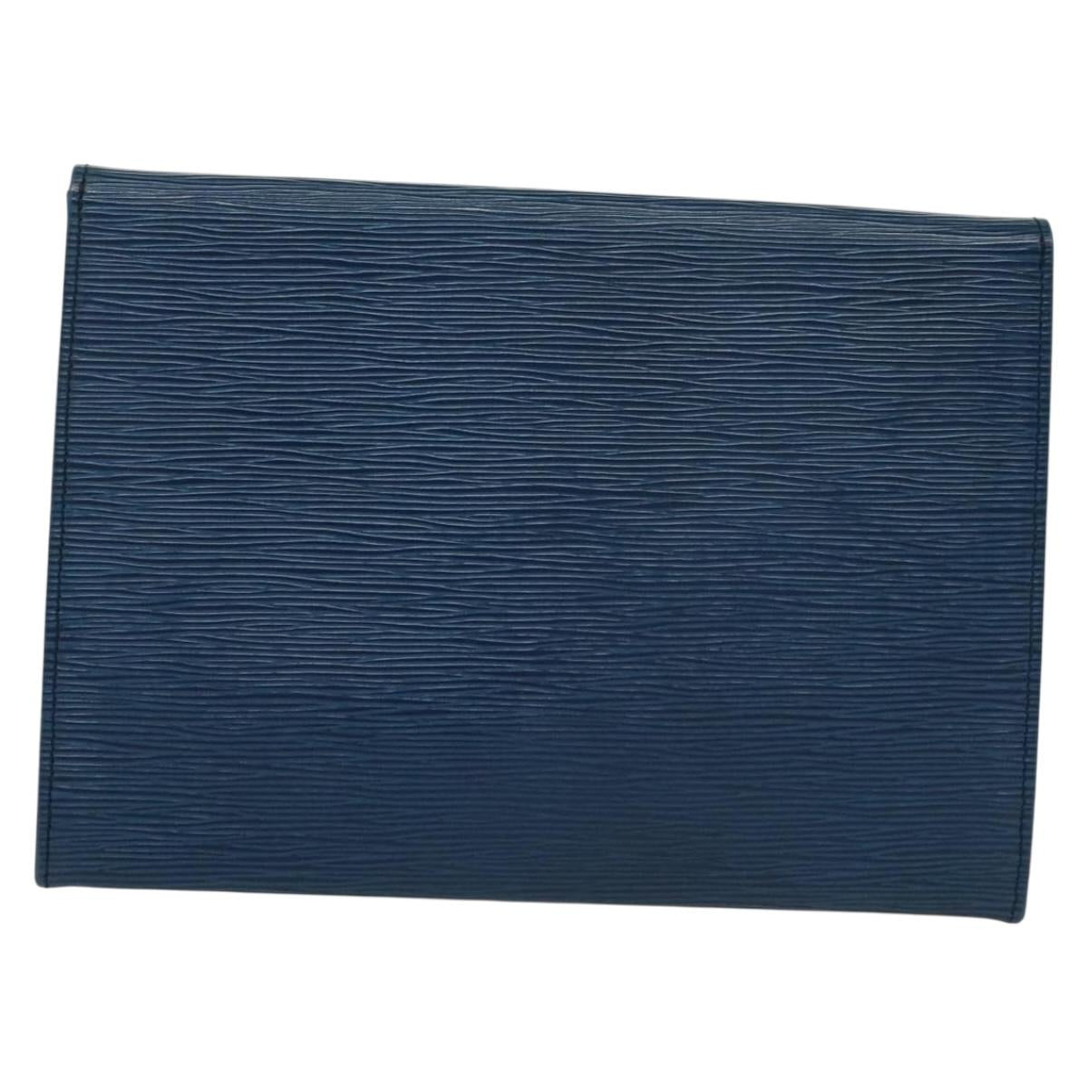 LOUIS VUITTON Epi Jena Clutch Bag Blue M52715 LV Auth 137103