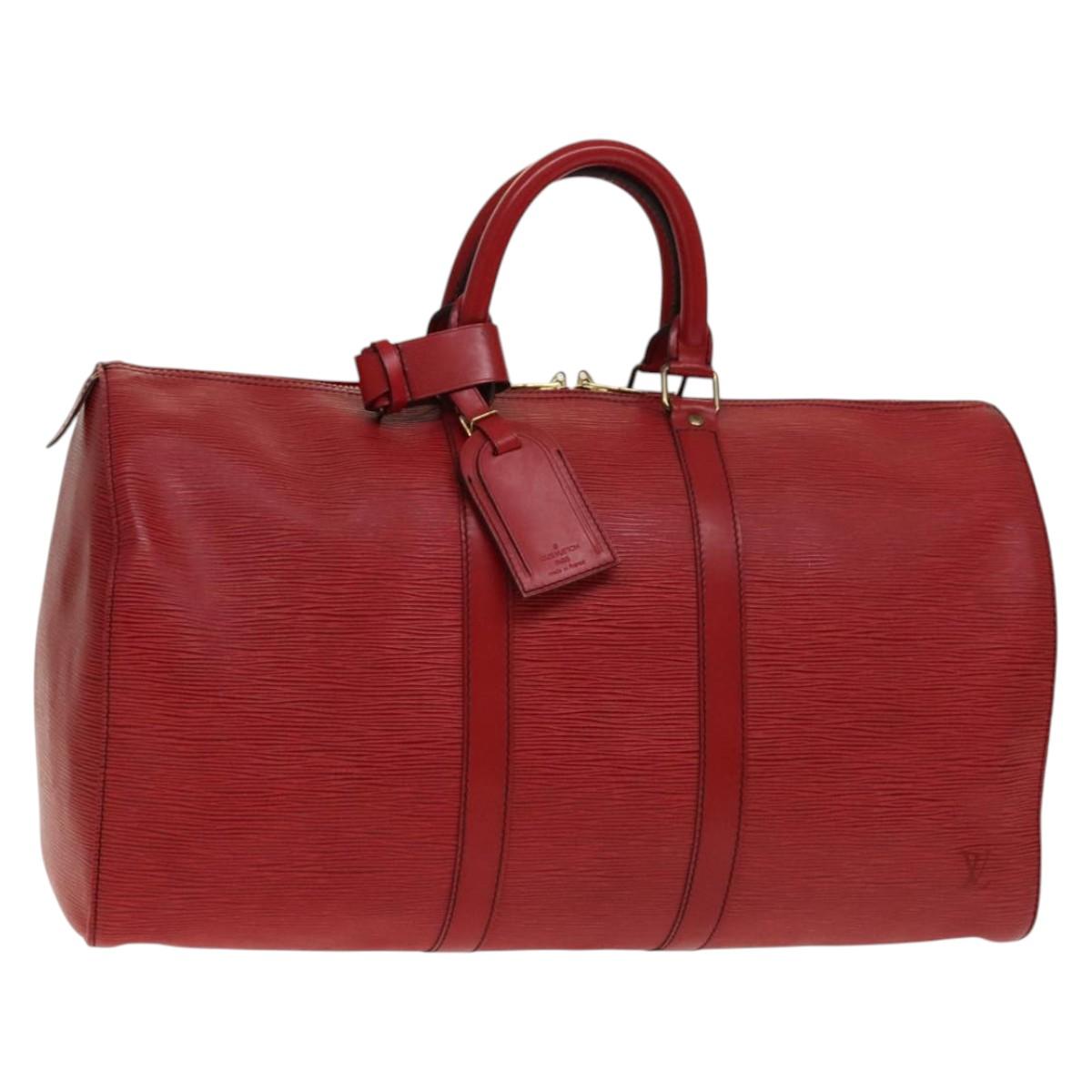 LOUIS VUITTON Epi Keepall 45 Boston Bag Red M42977 LV Auth 137106