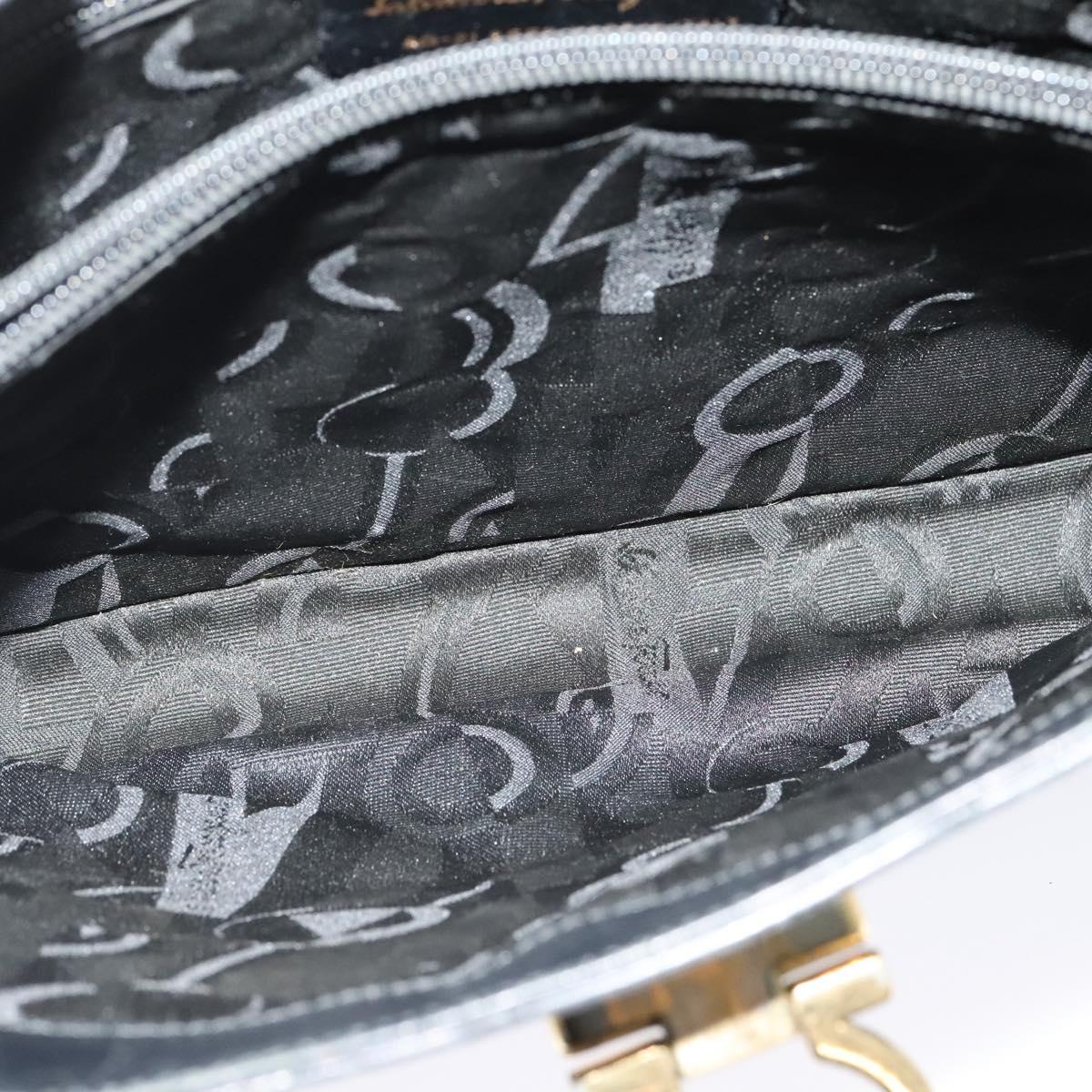 Salvatore Ferragamo Gancini Shoulder Bag Leather Black Gold Auth 137128