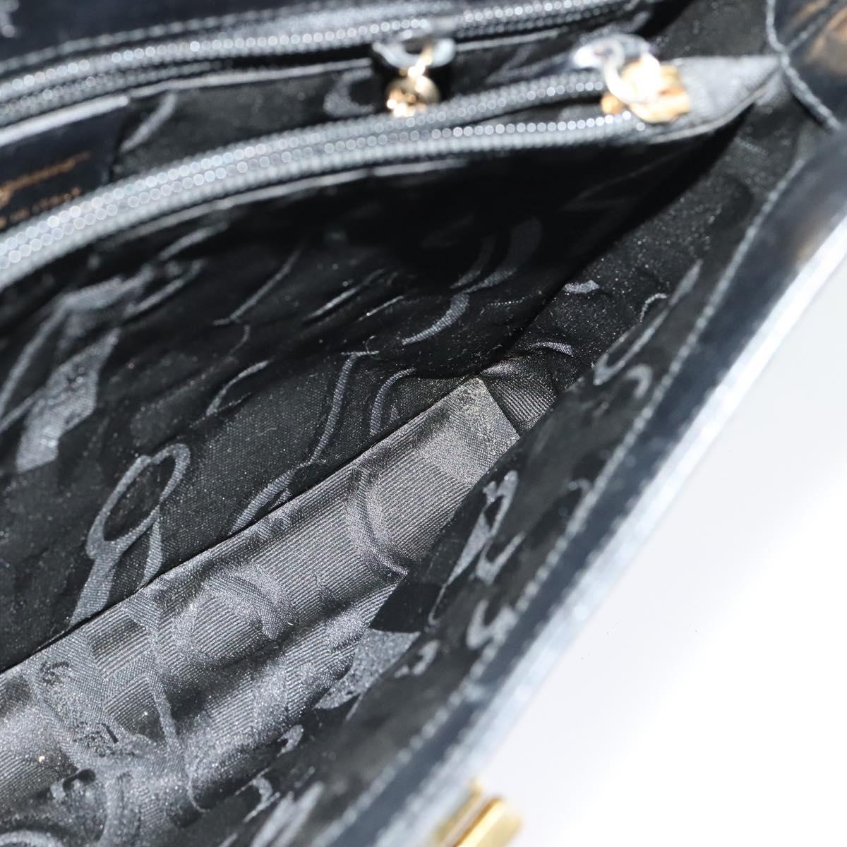Salvatore Ferragamo Gancini Shoulder Bag Leather Black Gold Auth 137128