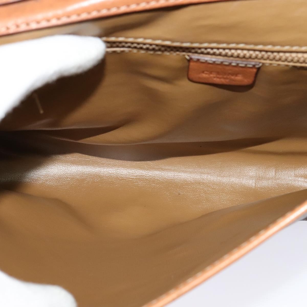 CELINE Macadam Canvas Shoulder Bag PVC Leather Brown Gold Auth 137130