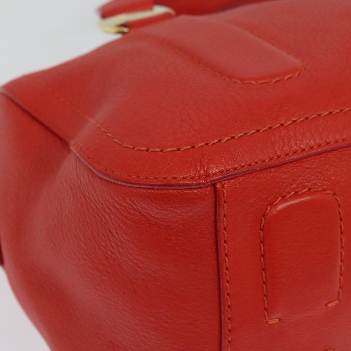 Salvatore Ferragamo Vala Hand Bag Leather 2way Red Gold Auth 137172