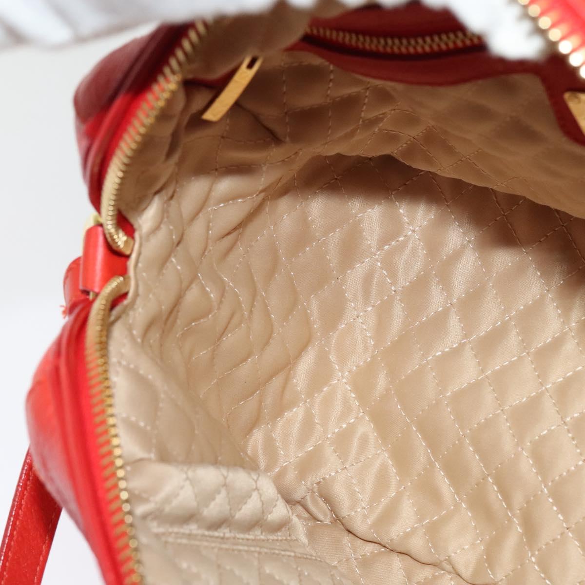 Salvatore Ferragamo Vala Hand Bag Leather 2way Red Gold Auth 137172