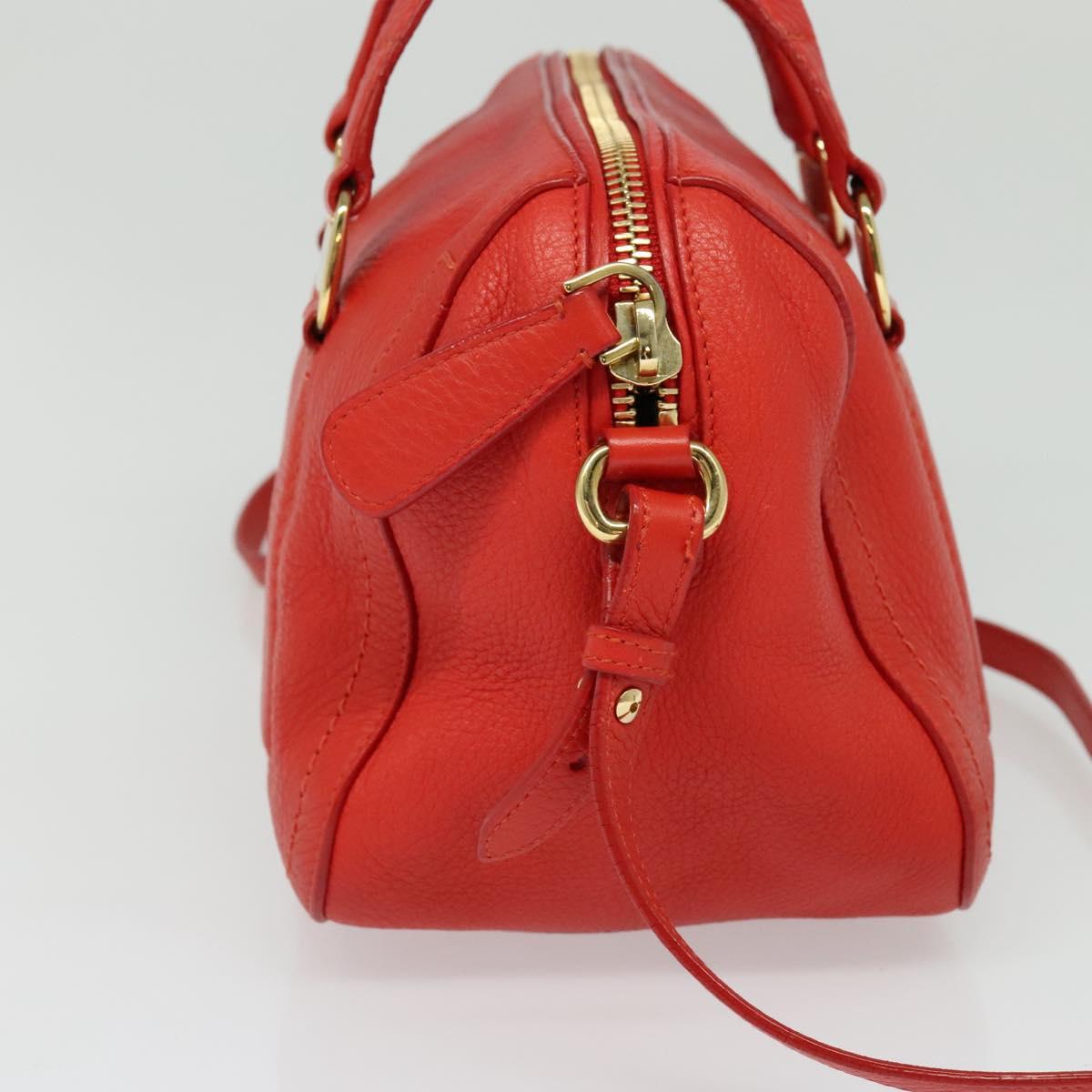 Salvatore Ferragamo Vala Hand Bag Leather 2way Red Gold Auth 137172