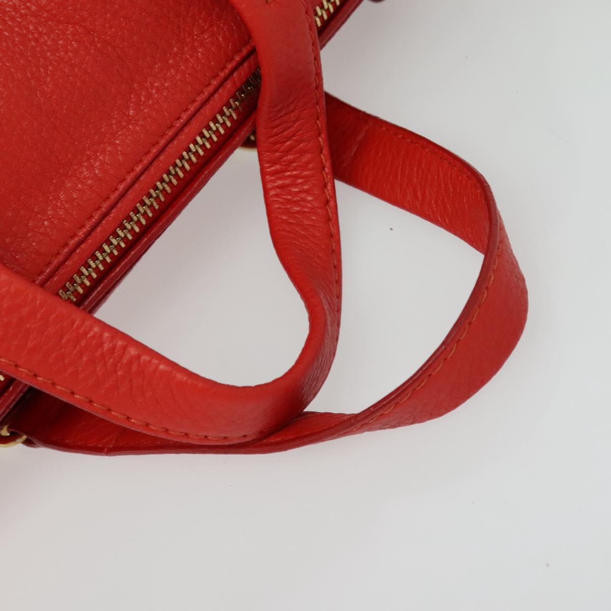 Salvatore Ferragamo Vala Hand Bag Leather 2way Red Gold Auth 137172
