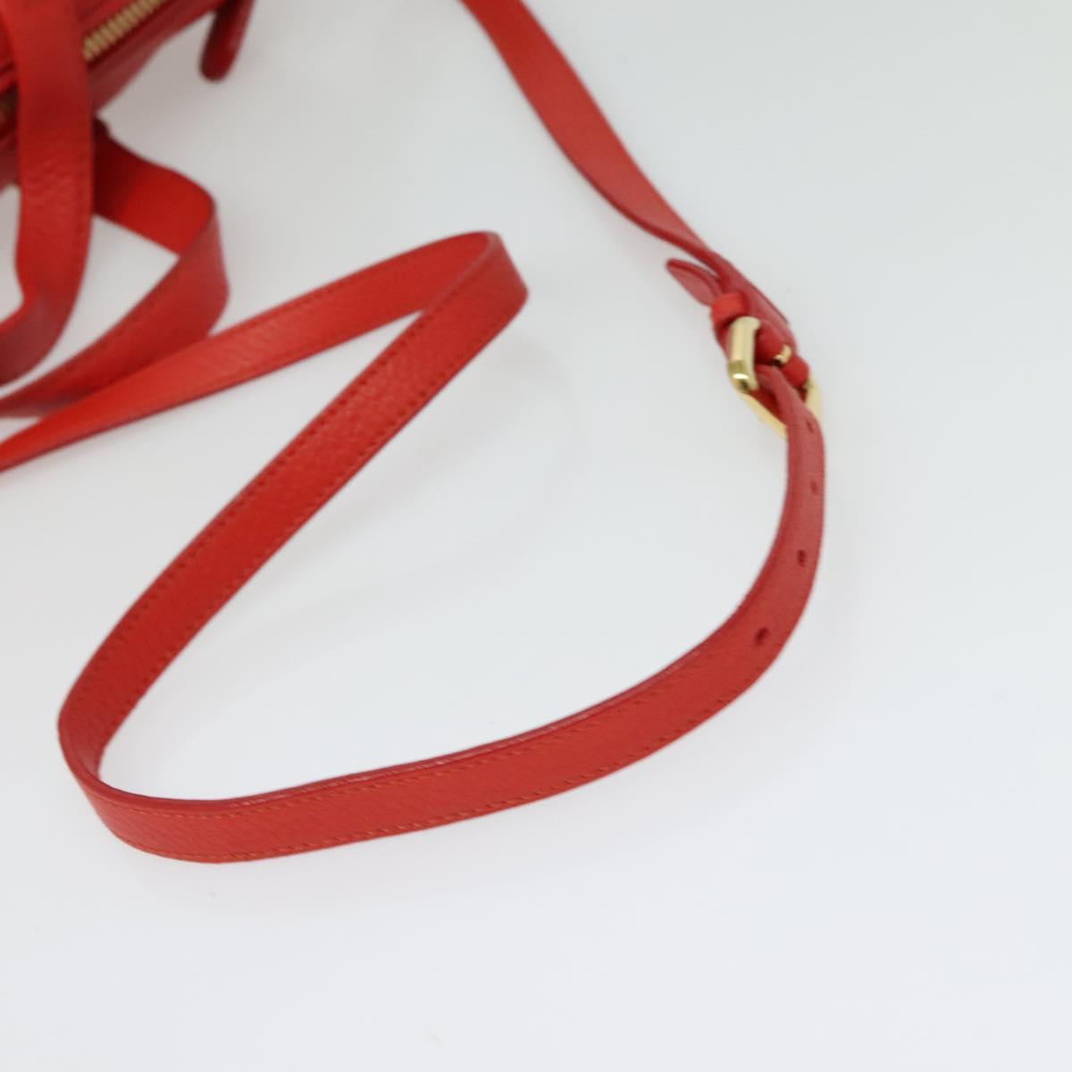 Salvatore Ferragamo Vala Hand Bag Leather 2way Red Gold Auth 137172