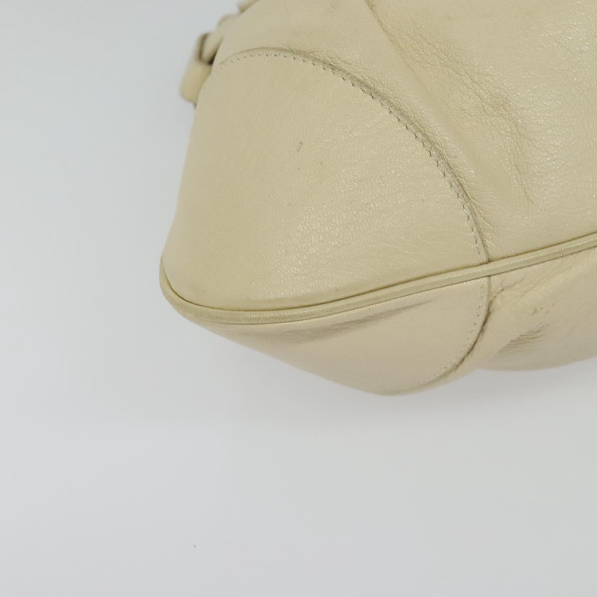 Salvatore Ferragamo Gancini Tote Bag Leather Beige Silver Auth 137173