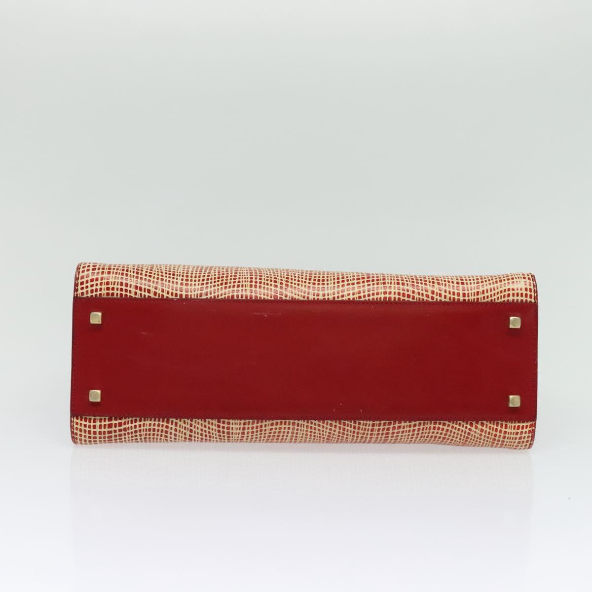 Salvatore Ferragamo Gancini Hand Bag Leather Red Gold Auth 137177