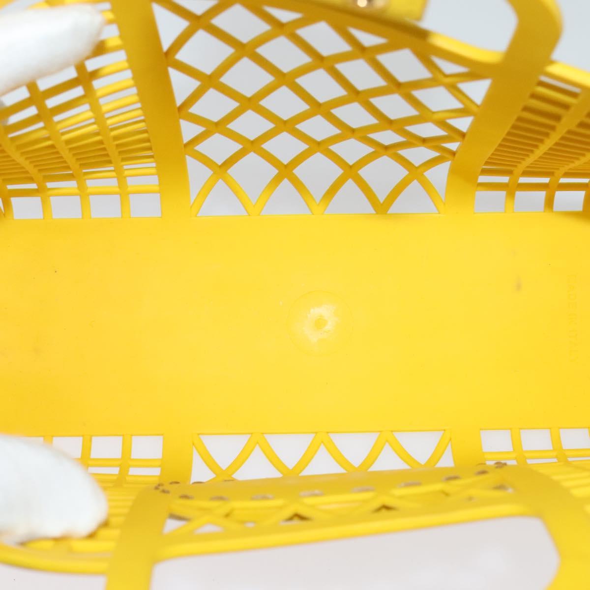 FENDI Basket Hand Bag Plastic Yellow Gold Auth 137182