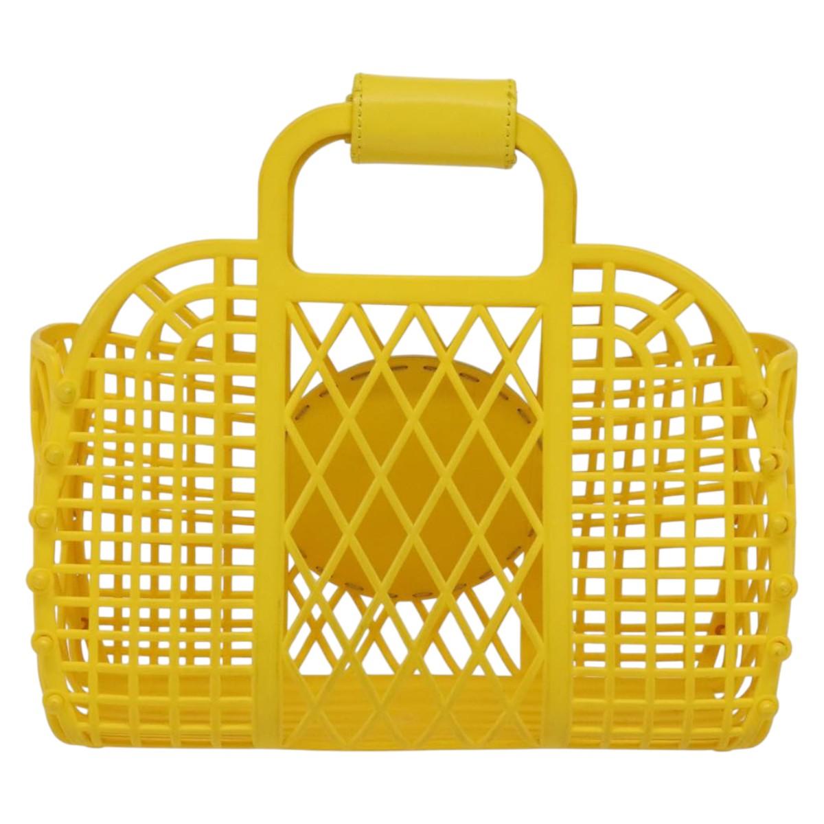 FENDI Basket Hand Bag Plastic Yellow Gold Auth 137182