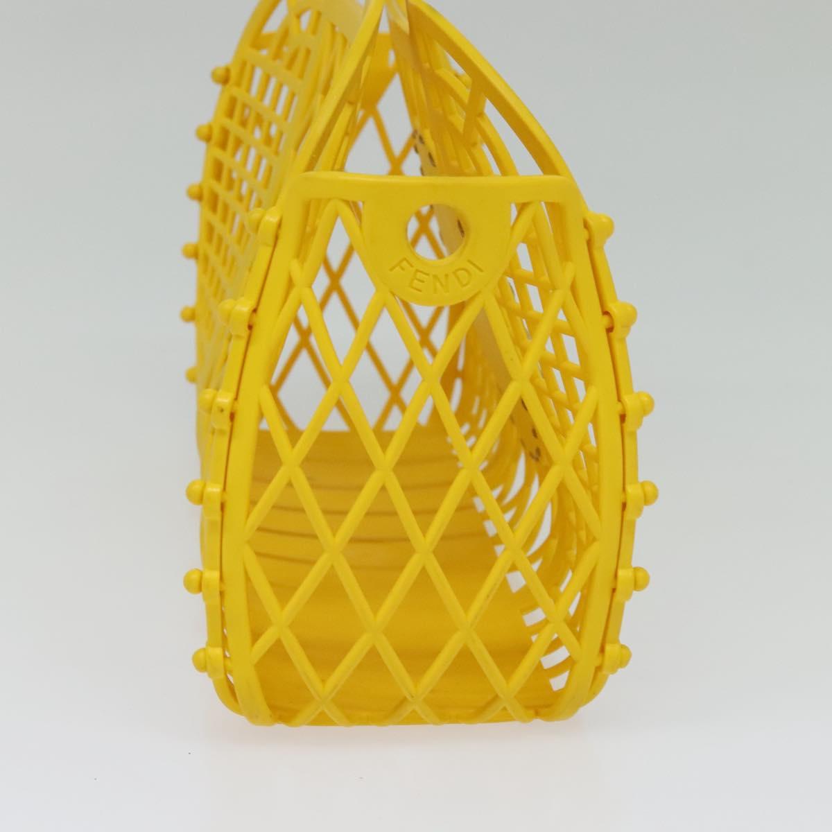 FENDI Basket Hand Bag Plastic Yellow Gold Auth 137182