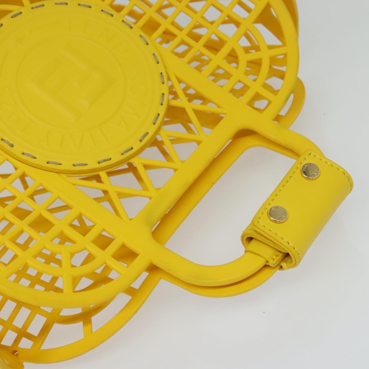 FENDI Basket Hand Bag Plastic Yellow Gold Auth 137182