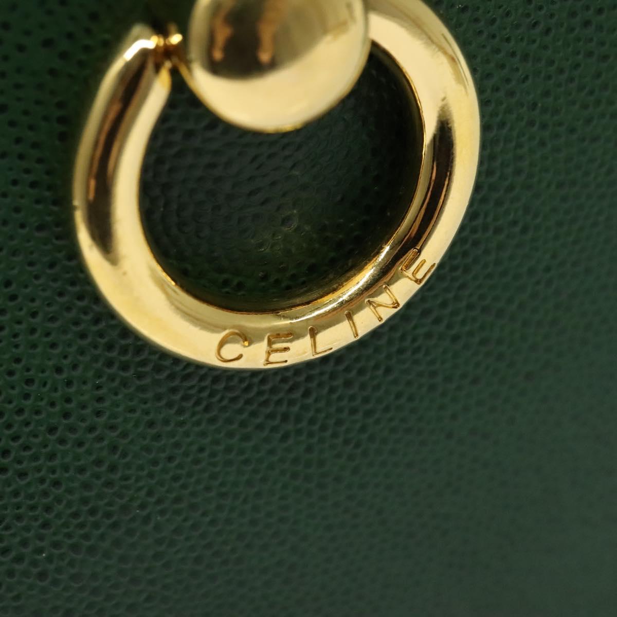 CELINE Shoulder Bag Leather Green Gold Auth 137184