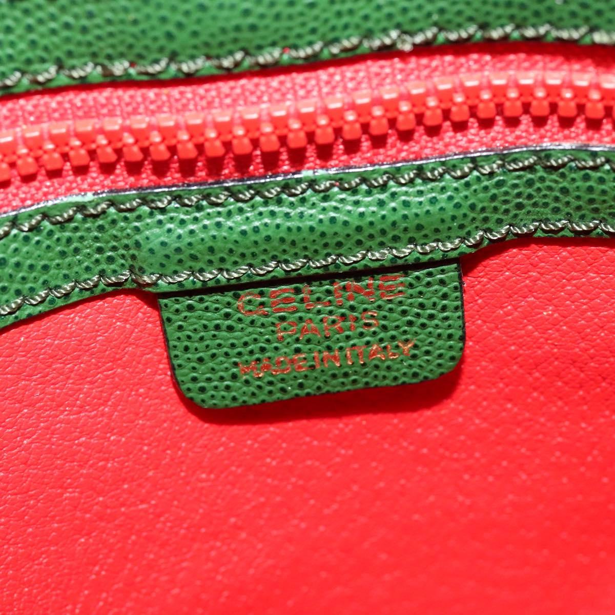 CELINE Shoulder Bag Leather Green Gold Auth 137184