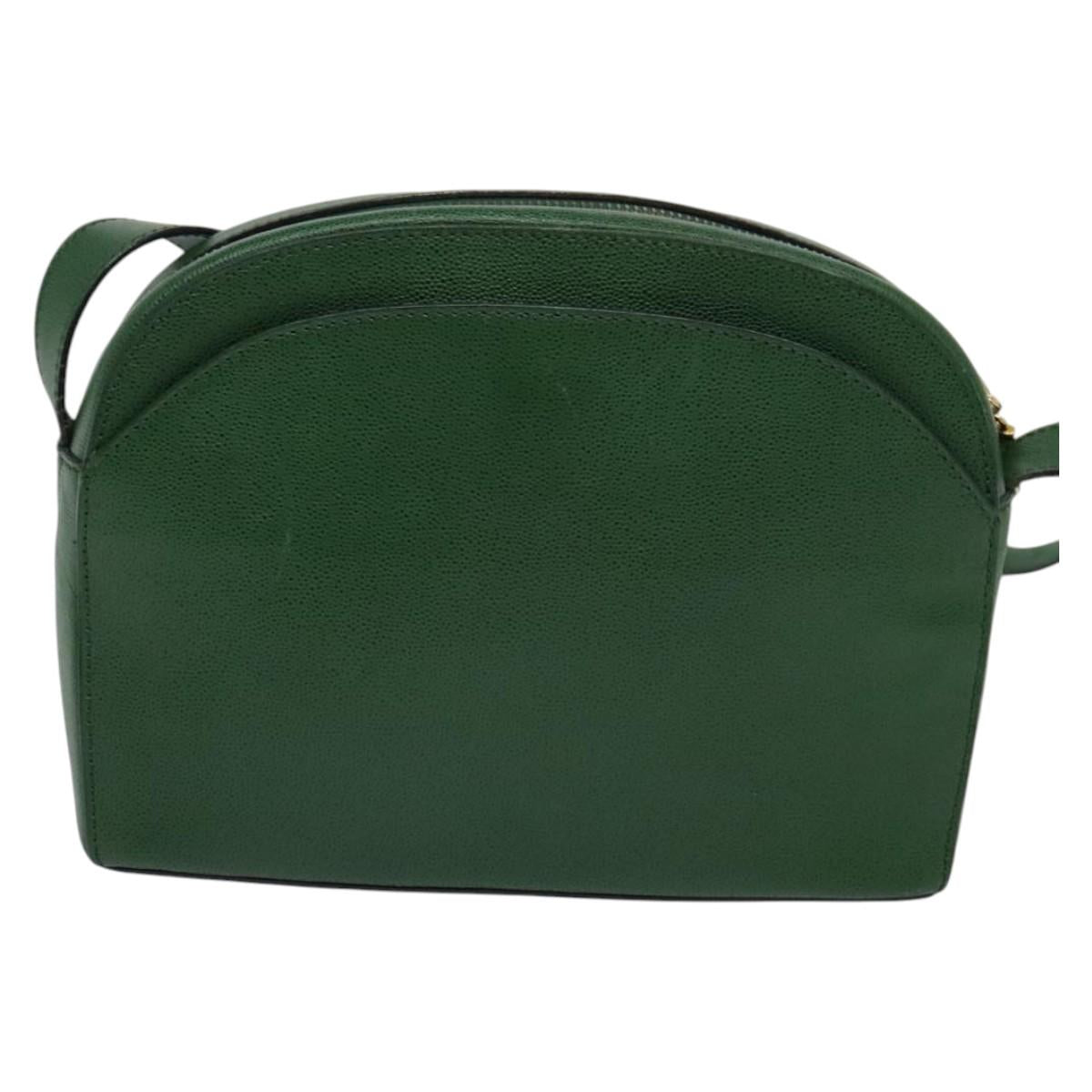 CELINE Shoulder Bag Leather Green Gold Auth 137184